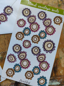 Floral envelope seal stickers