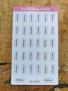 Teacher's planner stickers single design full sheet