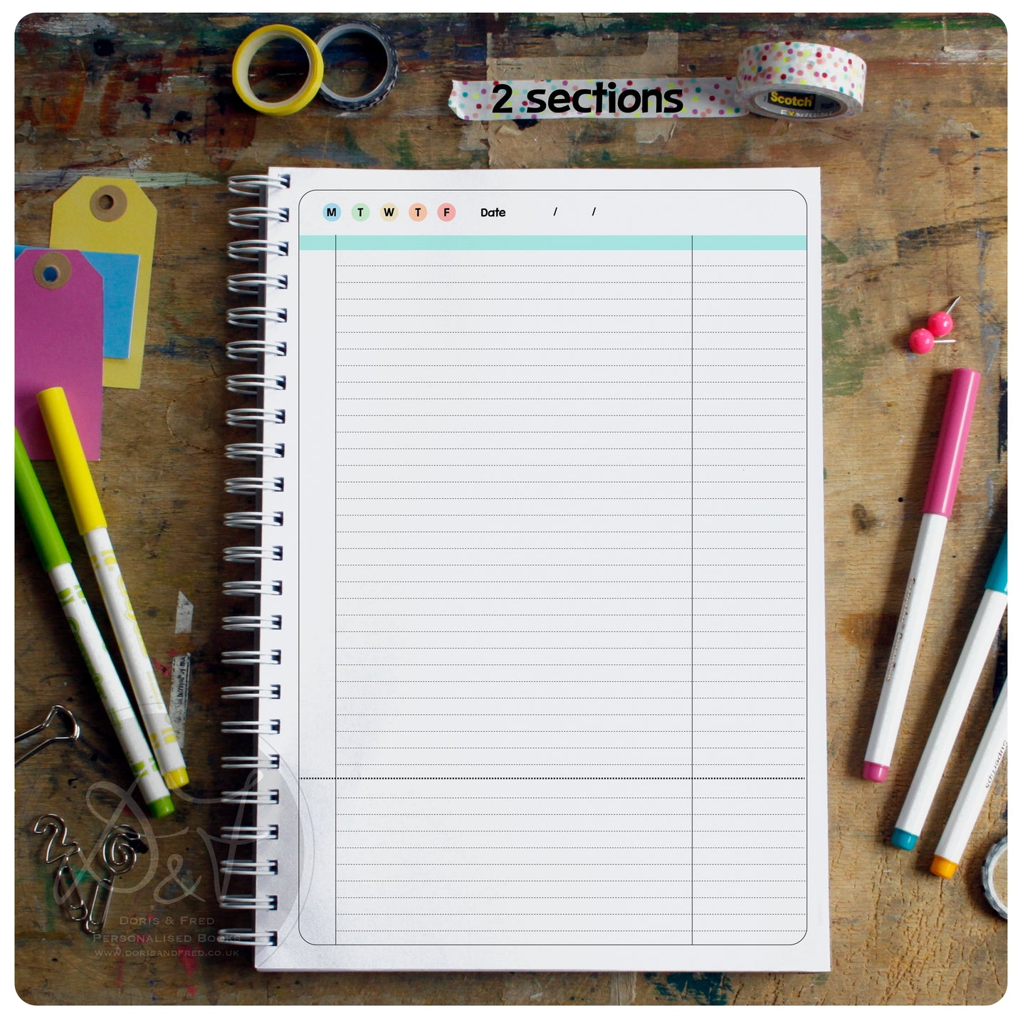 Personalised UNDATED  page-per-day teacher planner 25-26