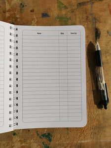 Freezer contents notebook