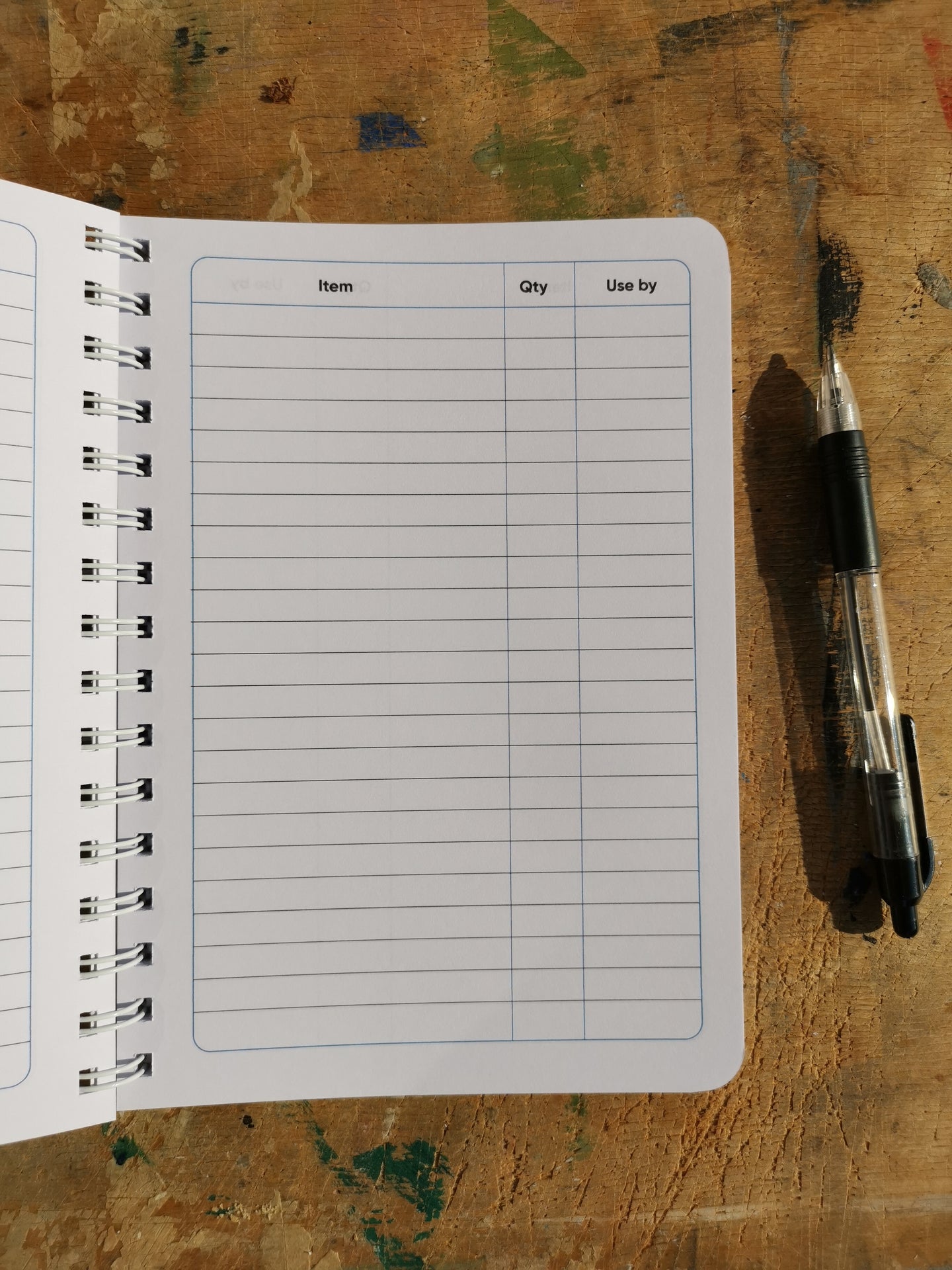 Freezer contents notebook