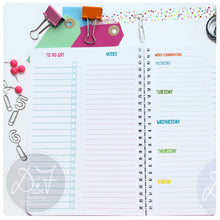 Load image into Gallery viewer, Five day planner with tear off to do lists
