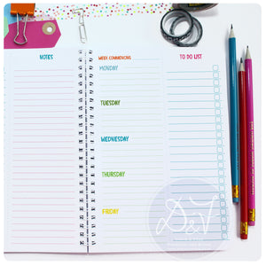 Five day planner with tear off to do lists