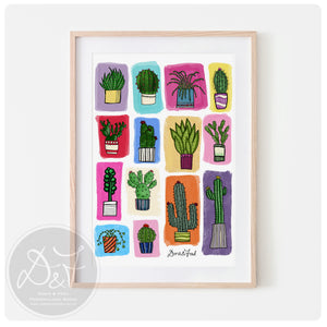 Bright cacti Art print (unframed)