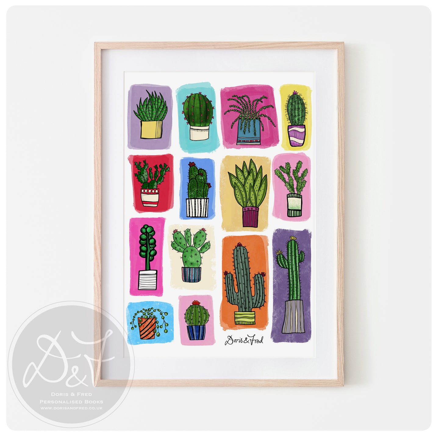 Bright cacti Art print (unframed)