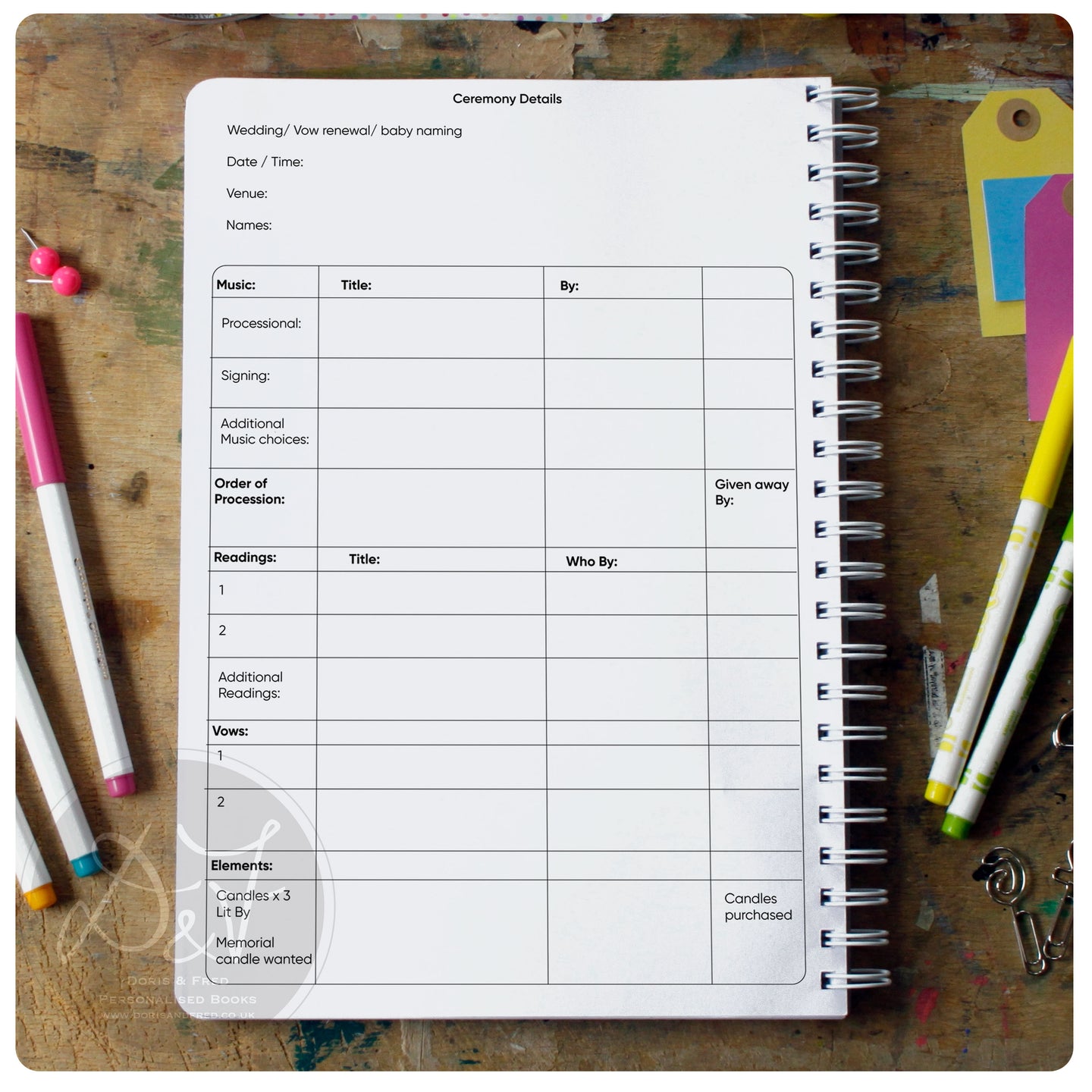 Wedding celebrant planner\notebook