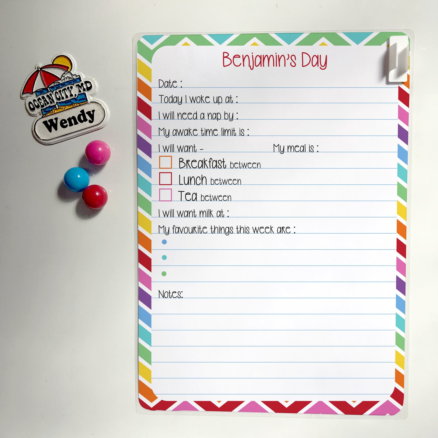 baby's day or child's day - magnetic wipe clean chart