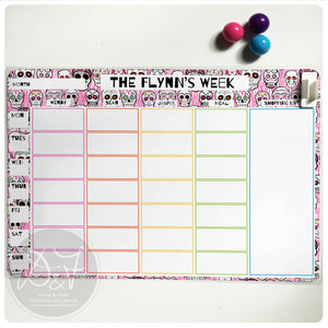 A4 Personalised reusable Magnetic Weekly planner/Chores/Meal planner