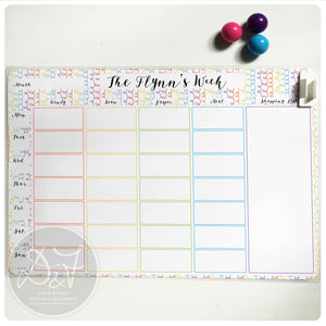 A4 Personalised reusable Magnetic Weekly planner/Chores/Meal planner