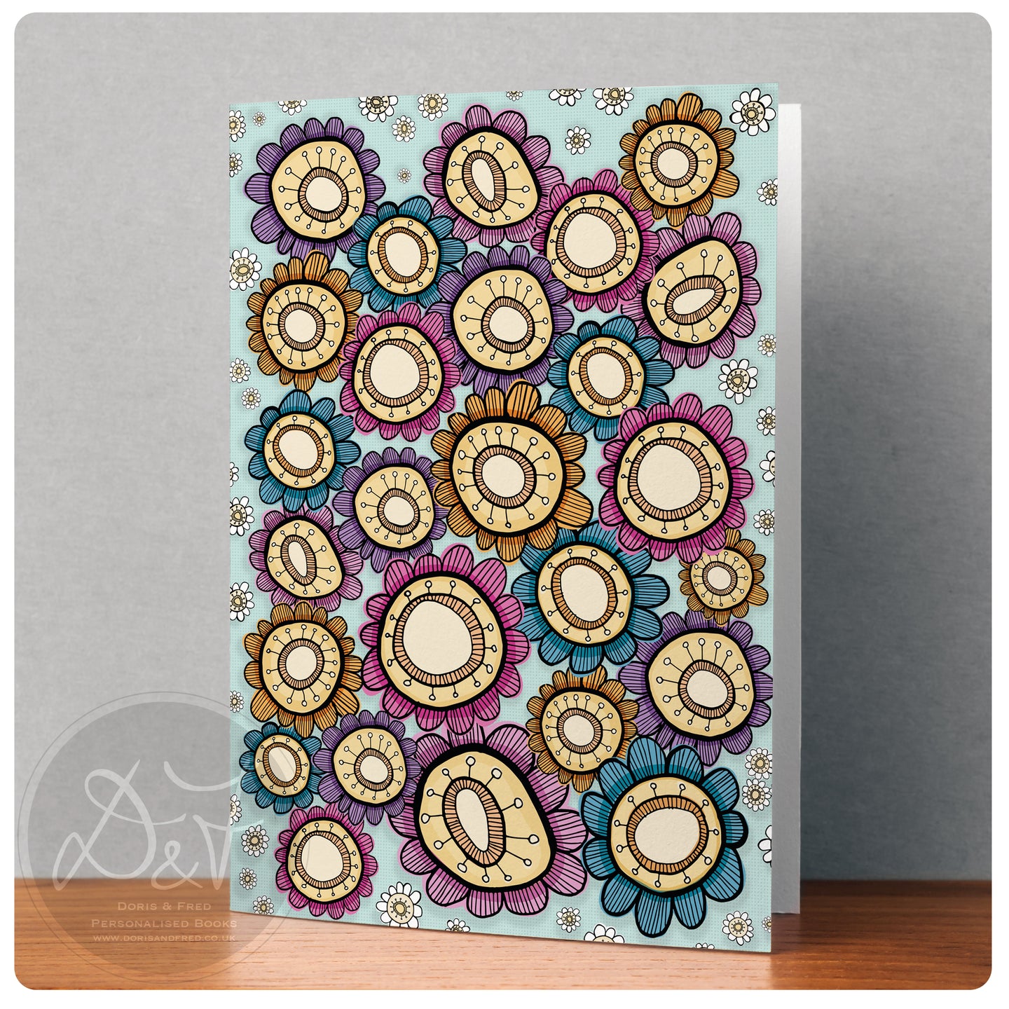 striped bloom bouquet note cards