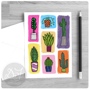 bright cacti note cards