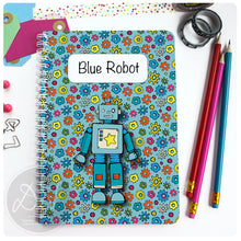 Load image into Gallery viewer, blue robot notebook cover
