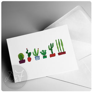 set of watercolour cacti cards