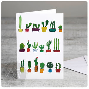 set of watercolour cacti cards
