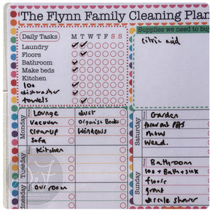 A4 Magnetic reusable wipe off weekly cleaning plan