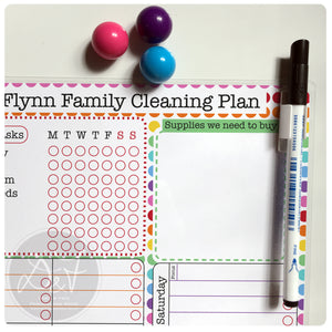 A4 Magnetic reusable wipe off weekly cleaning plan