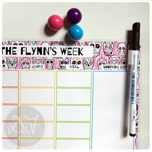 A4 Personalised reusable Magnetic Weekly planner/Chores/Meal planner