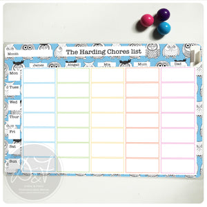 A4 Personalised reusable Magnetic Weekly planner/Chores/Meal planner