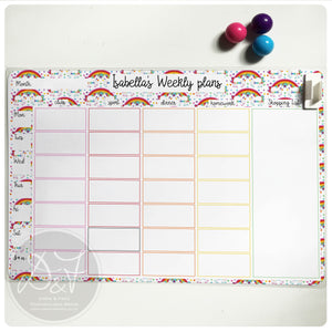 A4 Personalised reusable Magnetic Weekly planner/Chores/Meal planner