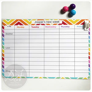 A4 Magnetic, wipe clean, weekly planner with timings (new version)