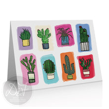 Load image into Gallery viewer, bright cacti note cards
