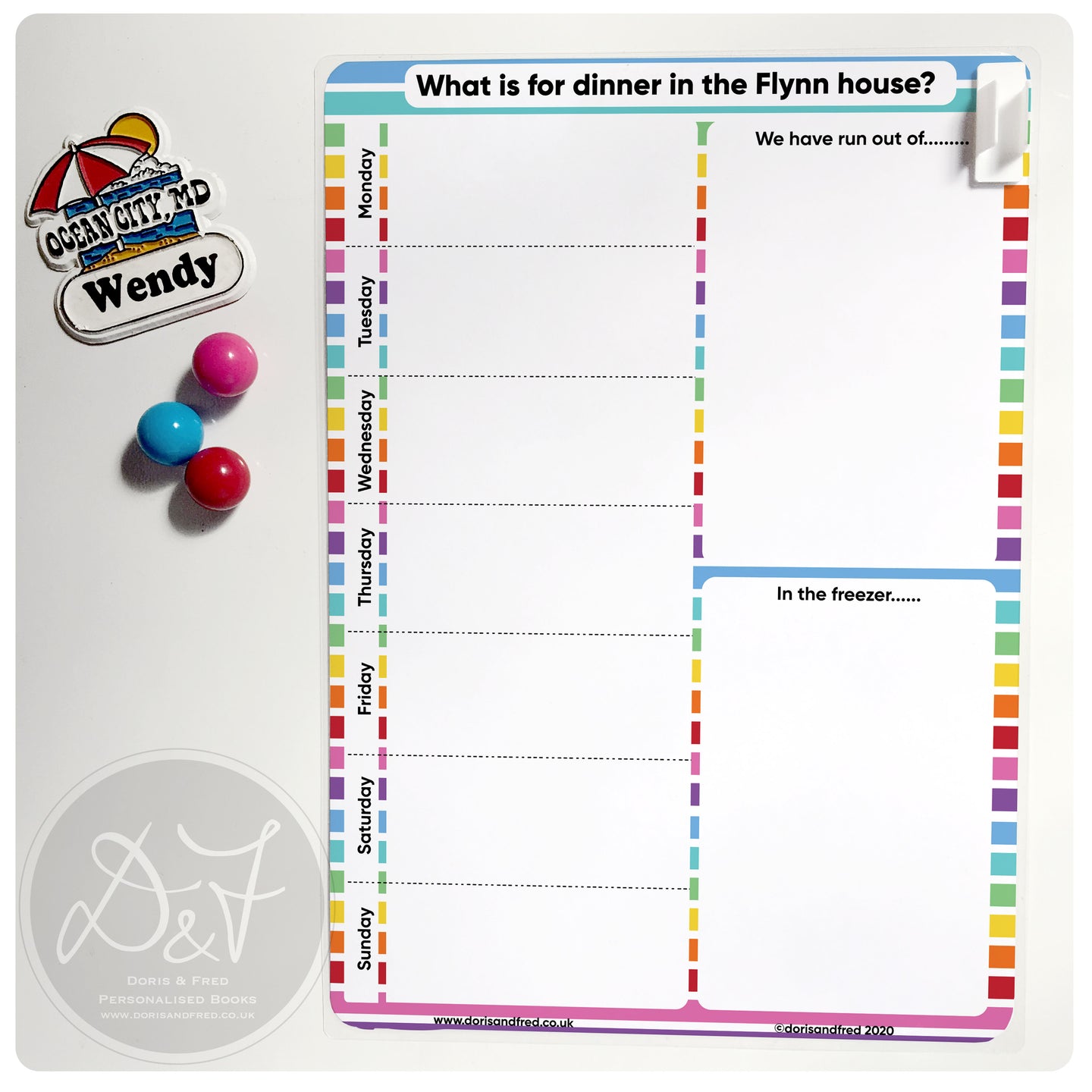 A4 Magnetic reusable wipe clean Meal planner