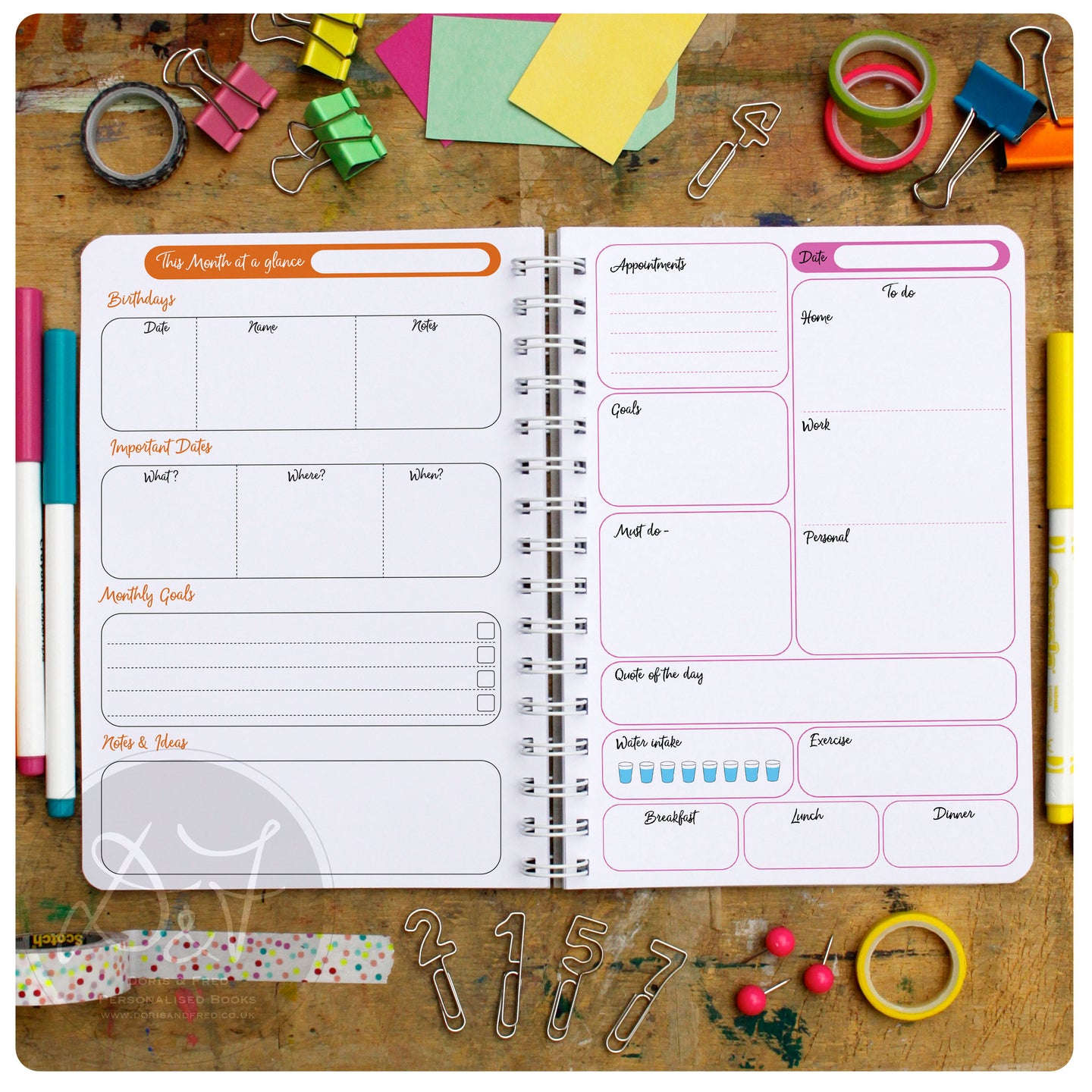 multicoloured life planner