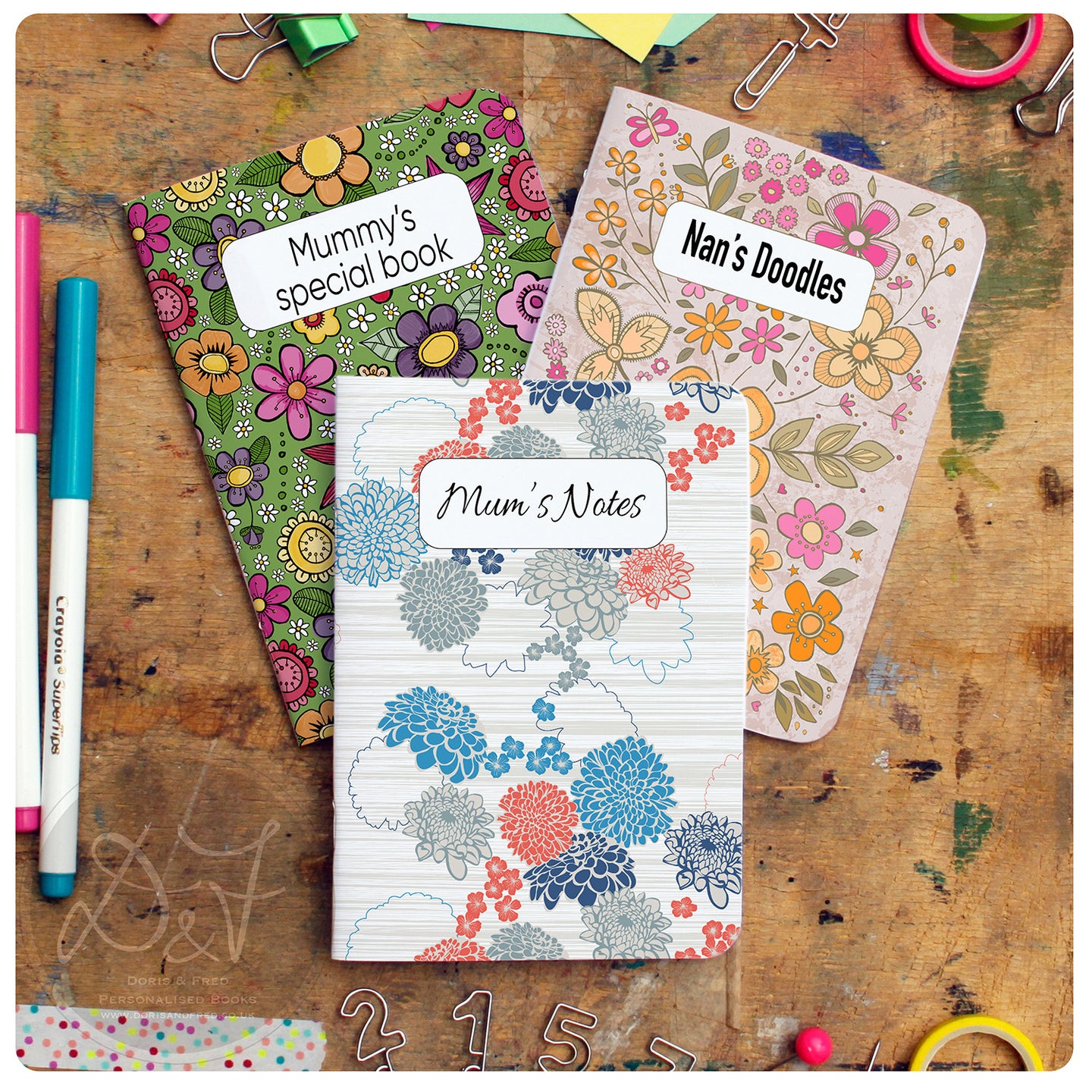 3 mix and match A6 personalised pocket notebooks *now with a choice of lines/plain/dotgrid or lists*