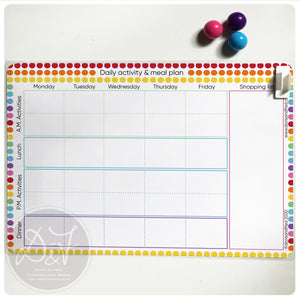 Magnetic wipe clean activity / meal planner