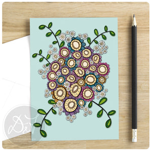 striped bloom bouquet note cards