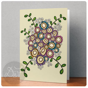 striped bloom bouquet note cards