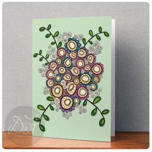 striped bloom bouquet note cards