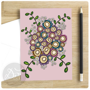 striped bloom bouquet note cards