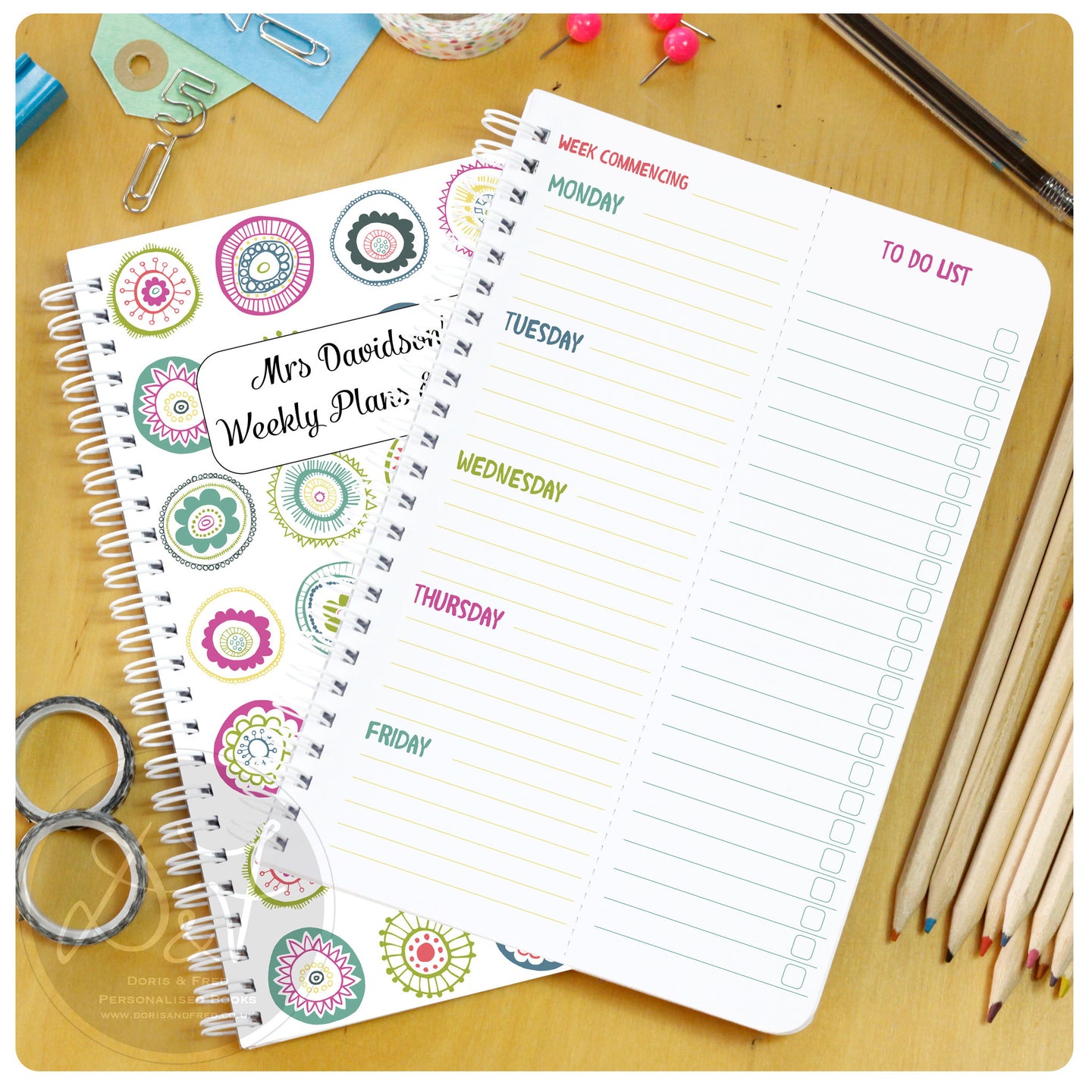 Five day planner with tear off to do lists