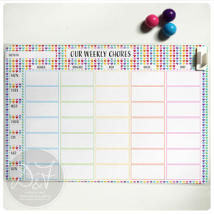 A4 Personalised reusable Magnetic Weekly planner/Chores/Meal planner